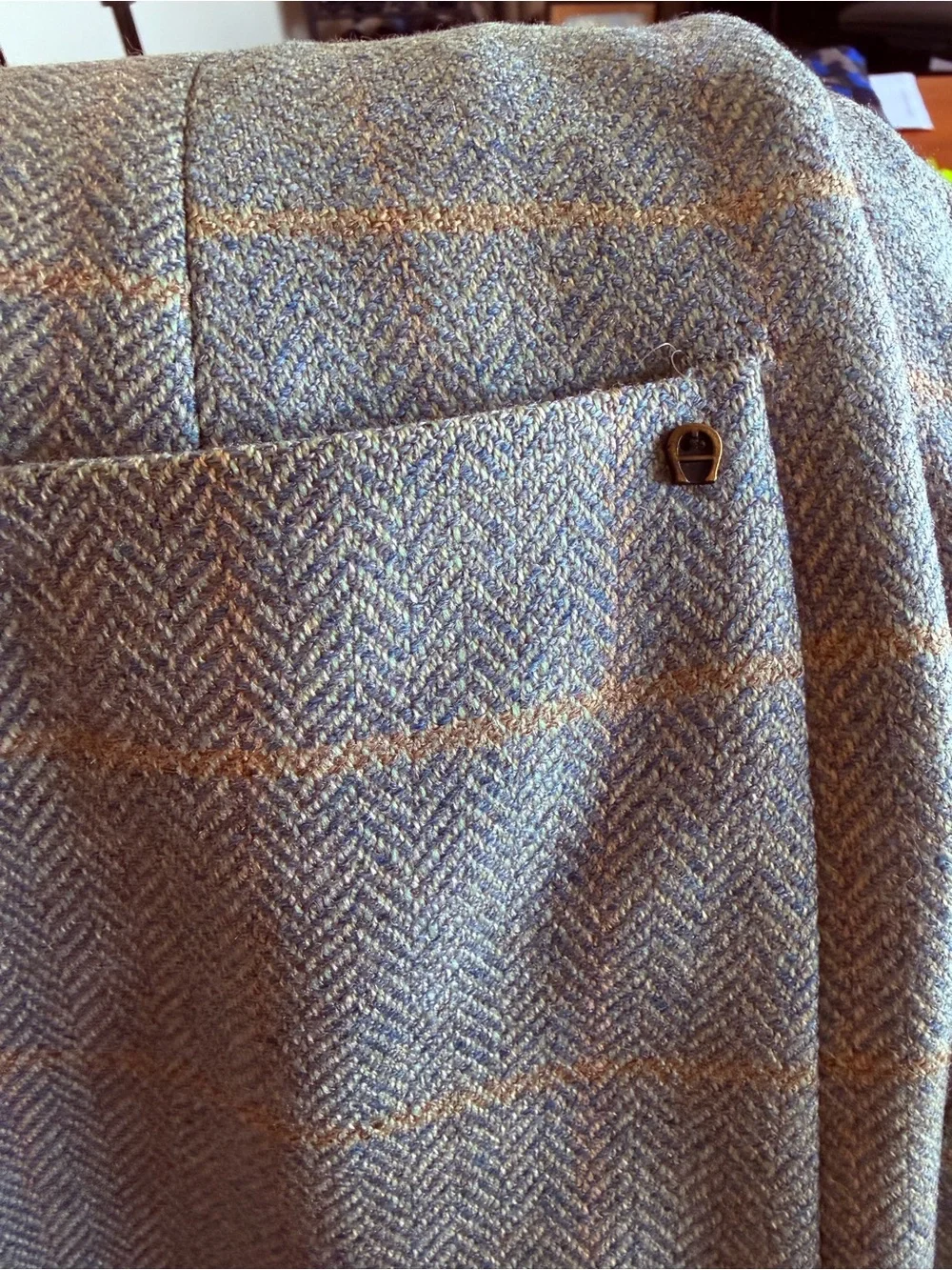 Etienne Aigner Gray Wool Windowpane Sport Coat with Tan Check